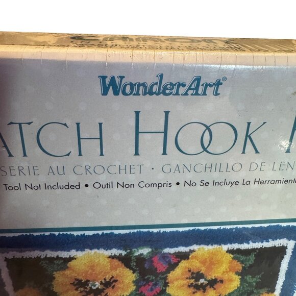 Vtg Caron WonderArt POT OF PANSIES Latch Hook Kit #4294  20" x 27" Flower Rug NI - Picture 2 of 12